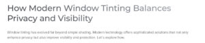 Modern Window Tinting Balances Privacy and Visibility